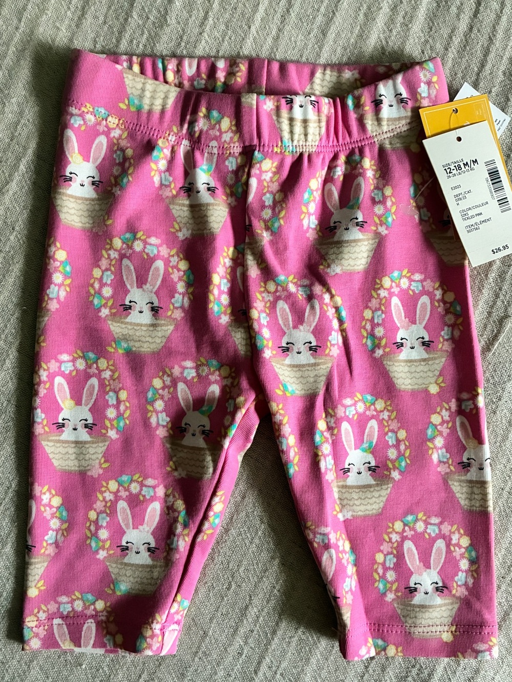 Gymboree Pink Bunny Floral Easter Basket Long Pants 12 - 18 month Cotton NEW $27